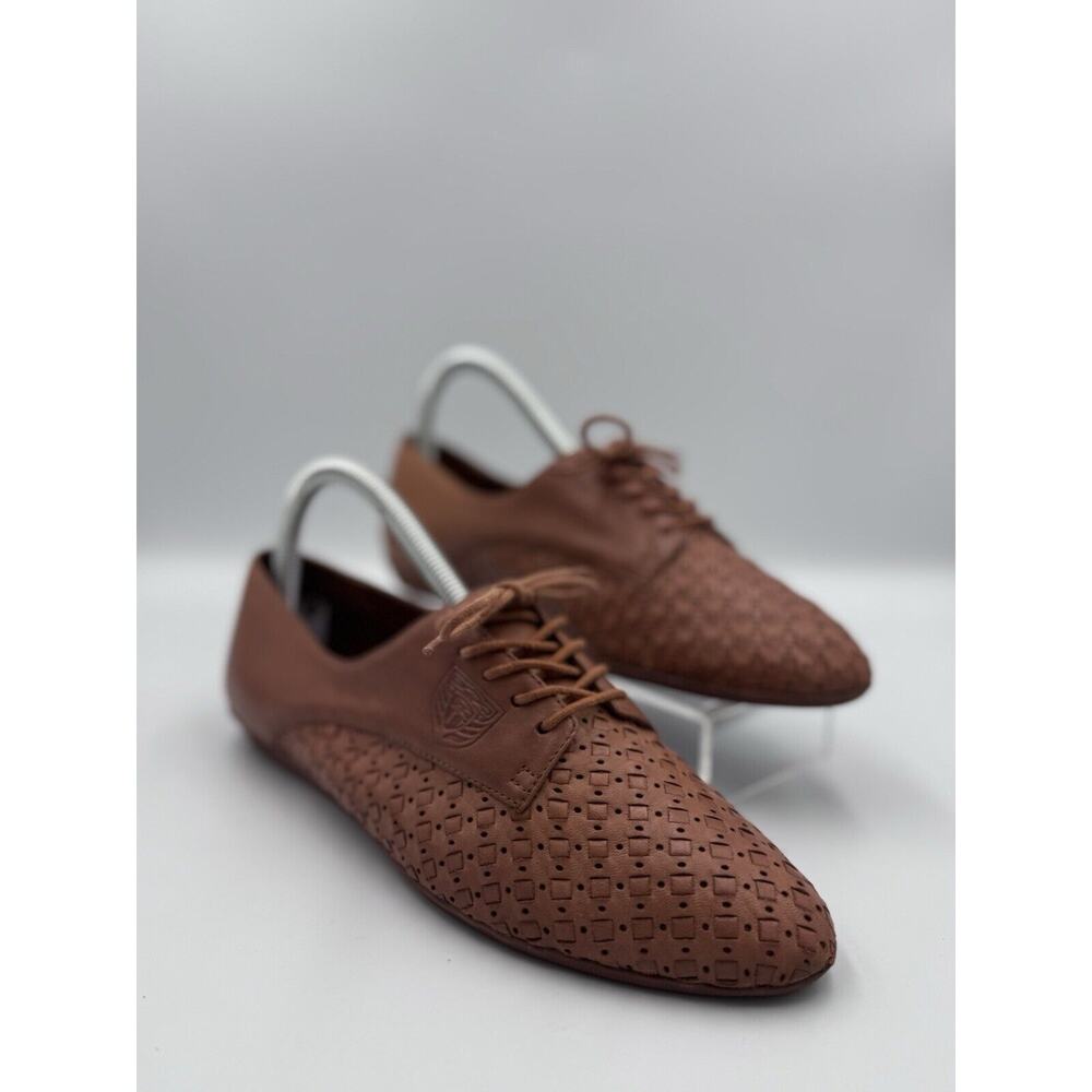 COBBIE CUDDLERS COLLECTION Womens Vintage Soft Brown Leather Lace Up Shoes 8.5